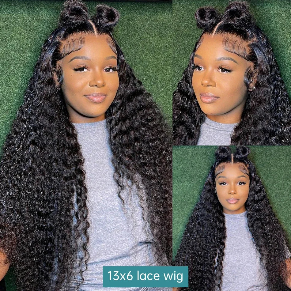 250% Density 30-34 Inch 13x6 HD Transparent Lace Frontal Wig - Deep Wave - Virgin Human Hair