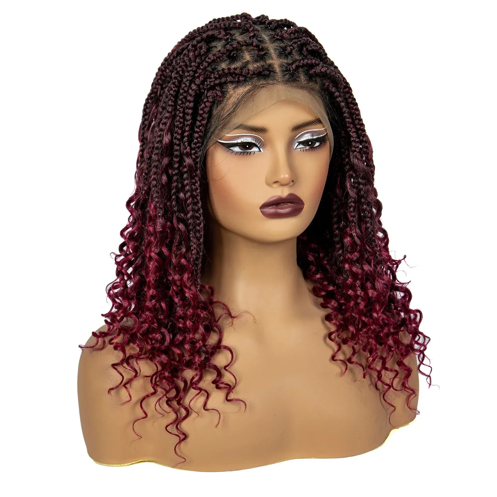 16" Deep Wave Knotless Braids Wig | Curly Ends | Full Lace | Baby Hair