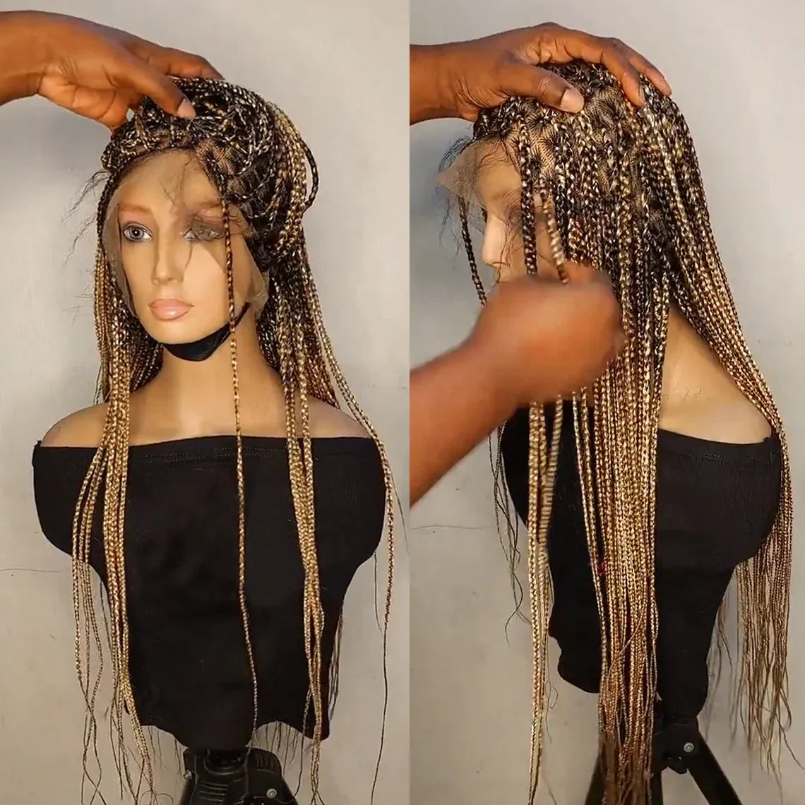 32" Mixed Blonde Knotless Braids Wig | Full Lace | 13x4/13x6 | Custom Made | Human Hair Blend