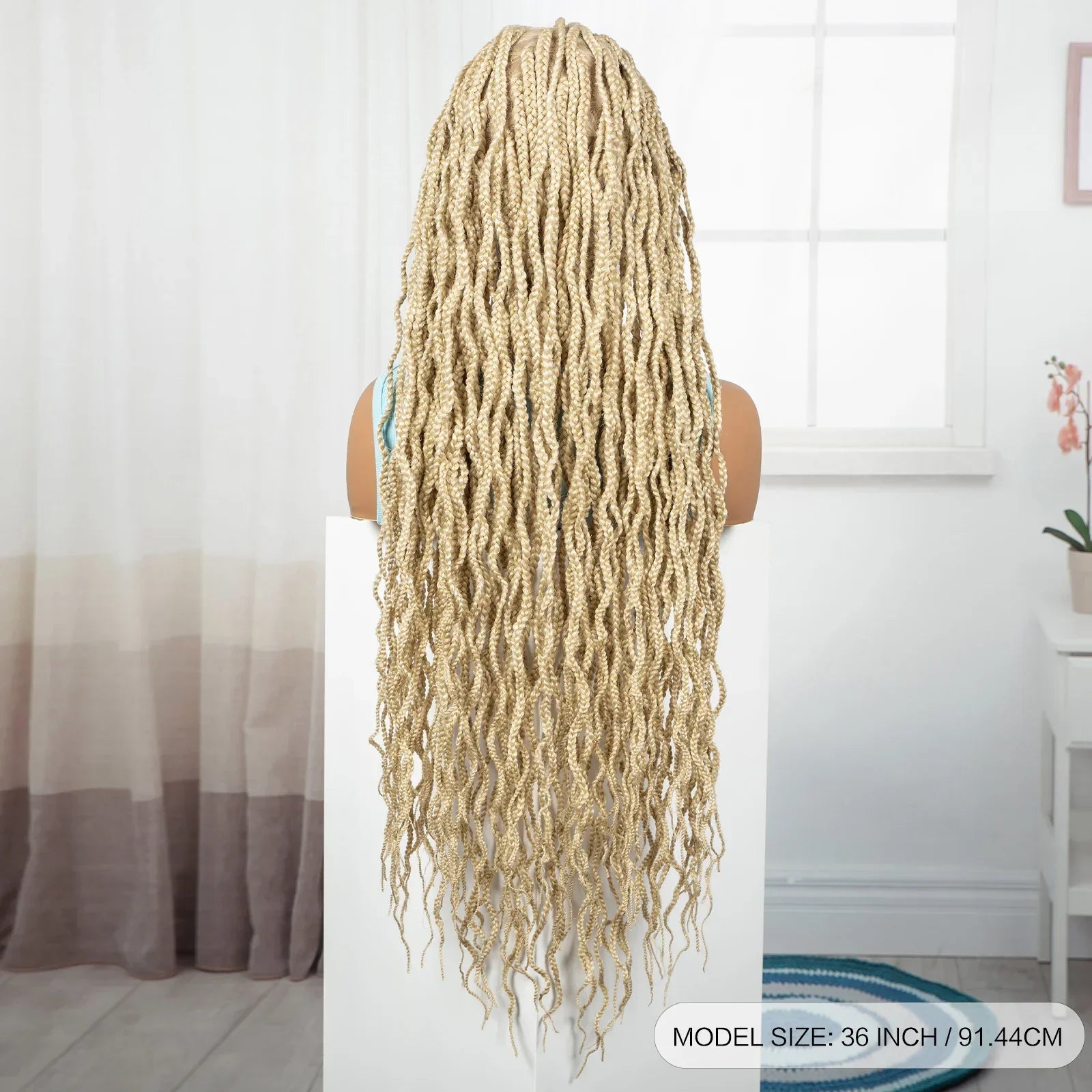 36" Long 613 Blonde Knotless Box Braids Wig | Full Lace Frontal Twist