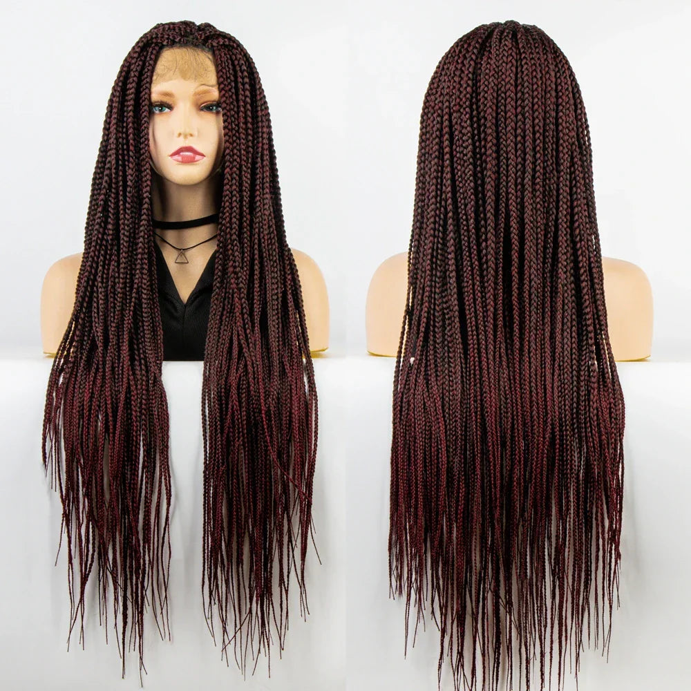 36" Knotless Box Braids Full Lace Wig | Crochet Braids | Synthetic Braiding Hair | Black Women