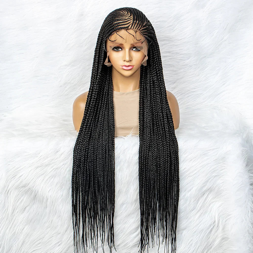 13x6 Lace Front Knotless Box Braided Wig with Baby Hair | Trendy Synthetic Braids Wig for Black Women