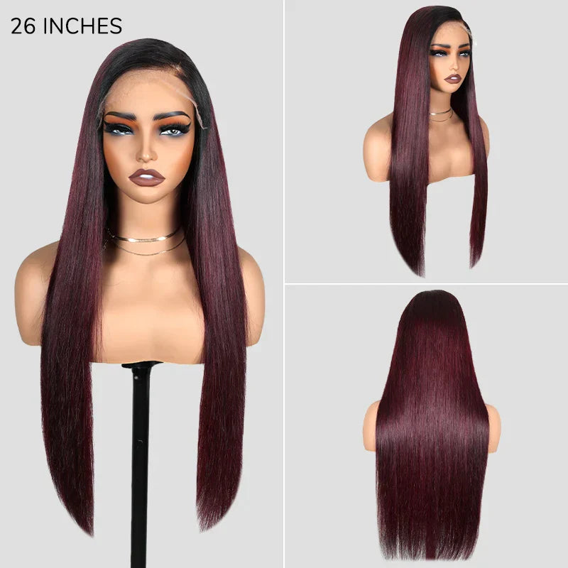 7x6 Burgundy PartingMax Glueless HD Lace Wig | Straight Body Wave Water Wave Burmese Curly