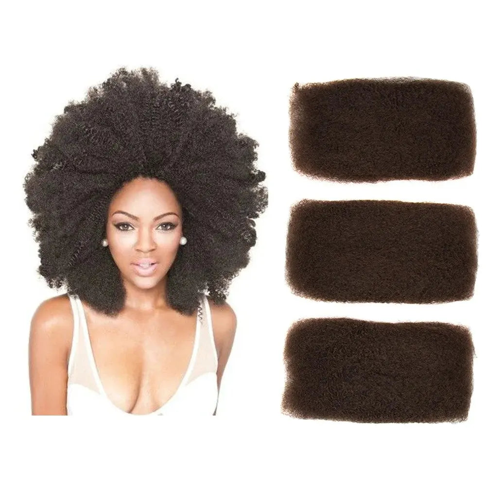 10"-22" Brazilian Remy Afro Kinky Bulk Human Hair for Braiding | 50g Natural Black Dreadlock & Twist Hair
