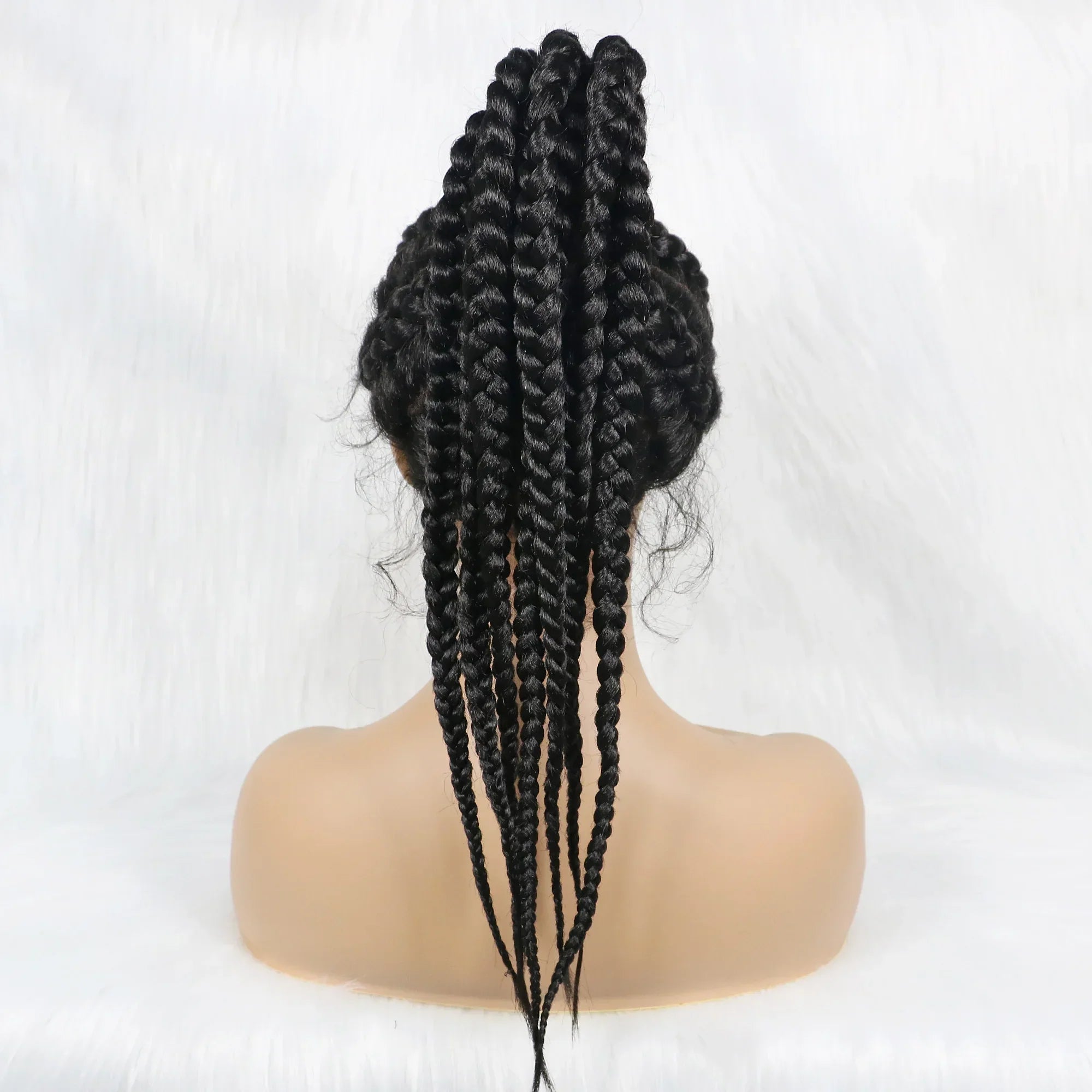 24" Box Braids 360 Lace Front Wig | Ponytail Style | Baby Hair | Synthetic African Braiding Hair