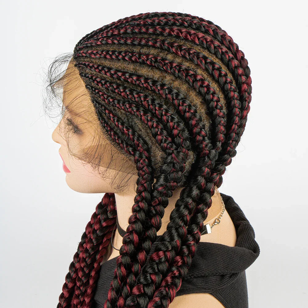 36" Long Cornrow Braids Wig | Full Lace Frontal | Baby Hair