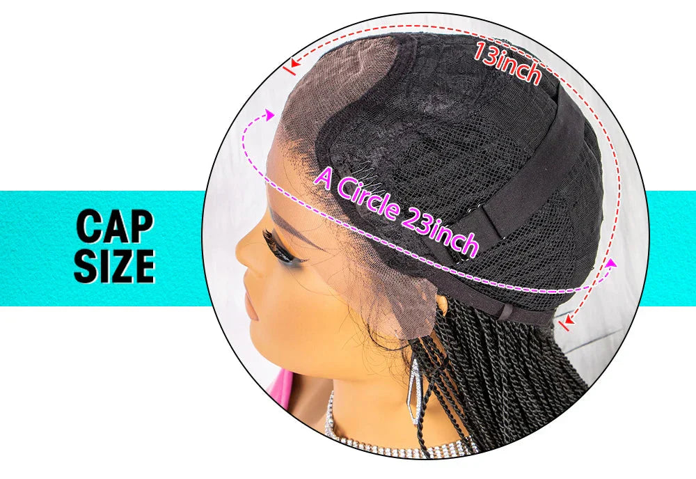 30" Twist Braided Lace Front Wig | Knotless Braids | Long Straight Hair | Heat Resistant Synthetic Wig | For Black Women