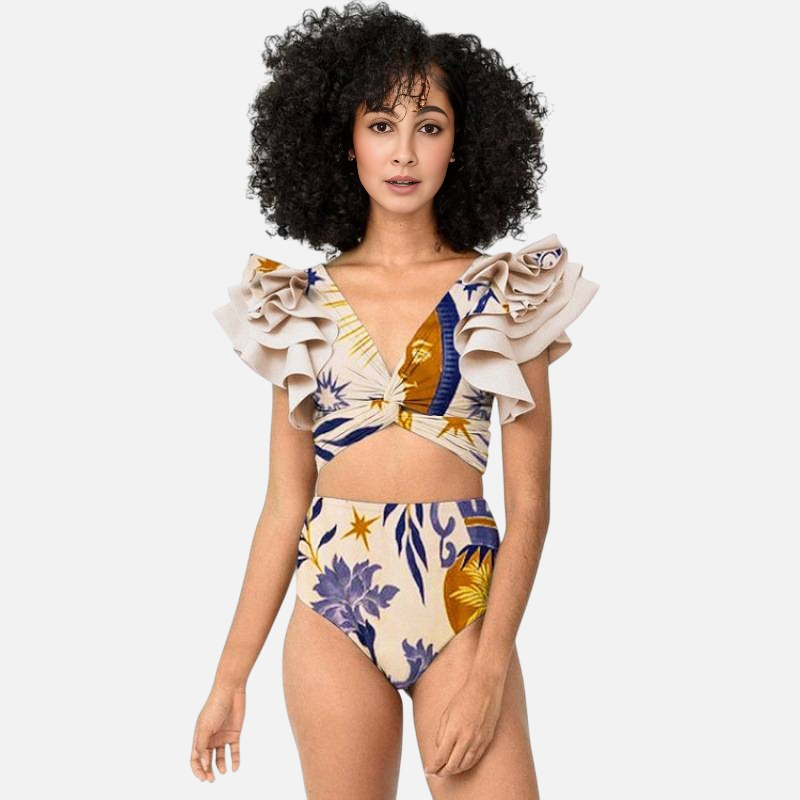 Animal Floral Print Bikini with Skirt For Women, Dumbo, BYMANYC New York.