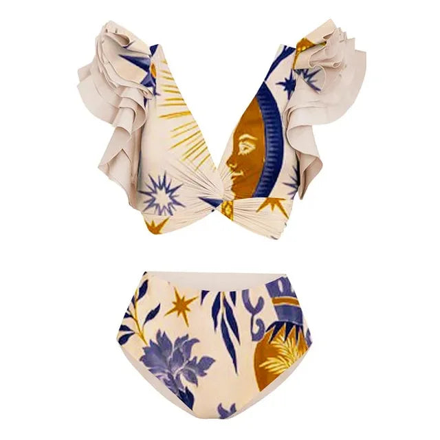 Animal Floral Print Bikini with Skirt For Women, Dumbo, BYMANYC New York.