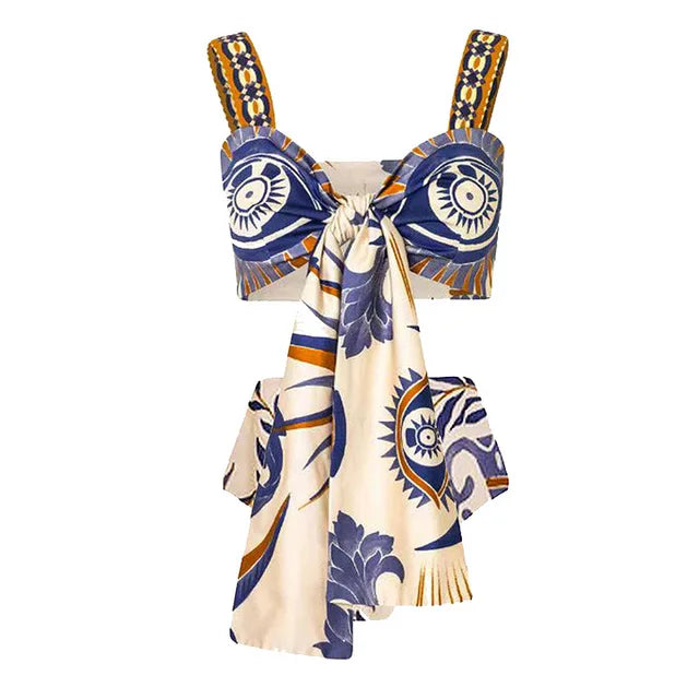 Animal Floral Print Bikini with Skirt For Women, Dumbo, BYMANYC New York.