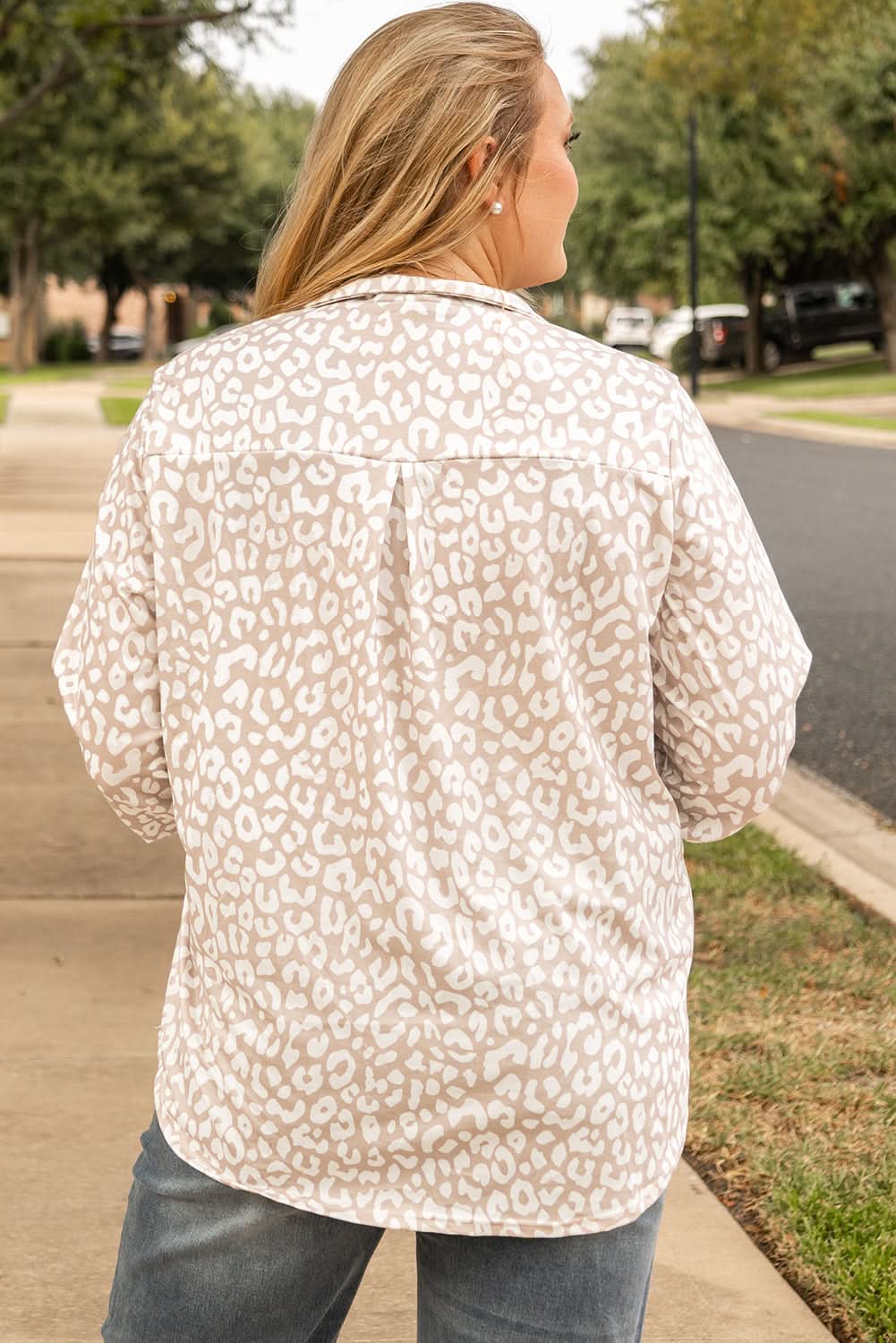Apricot Leopard Print Plus Size Top by Love Salve