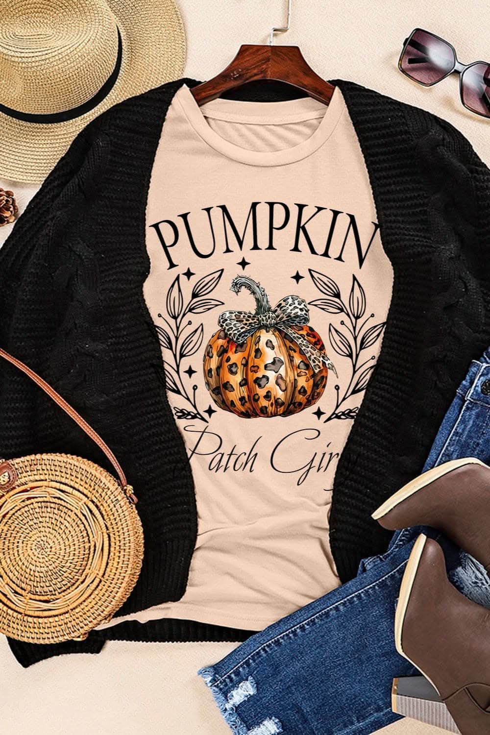 Autumn Pumpkin Graphic Tee - LoveSalve by Trendsi
