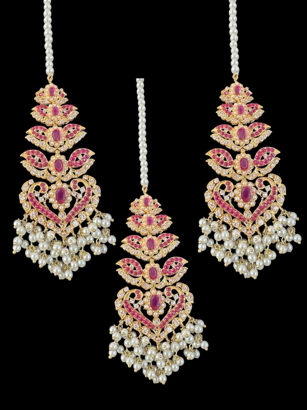 Amisha Ruby pearl earrings tika ( READY TO SHIP )