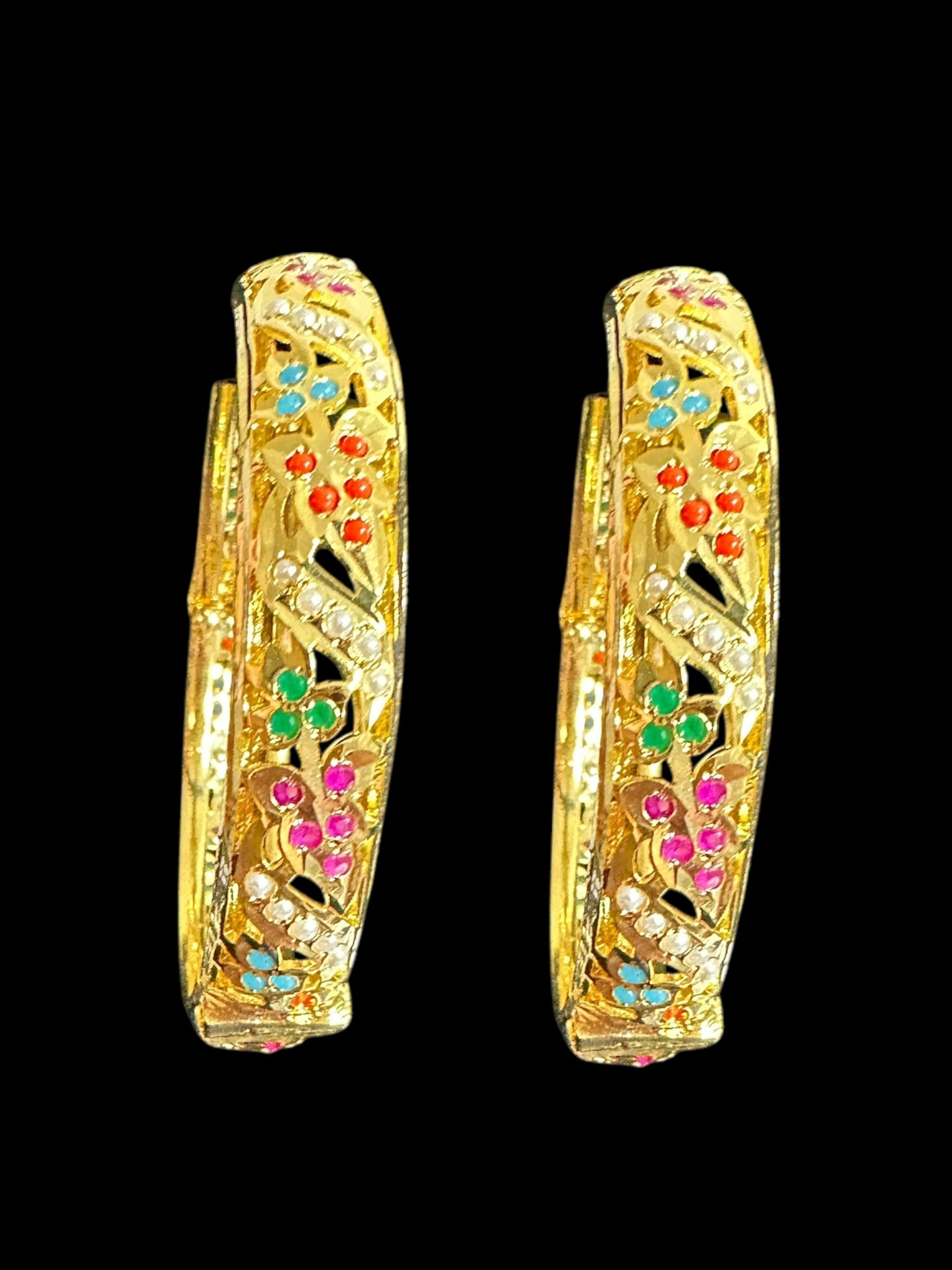 B310 Jadau  bangles ( Navratan   ) ( READY TO SHIP)