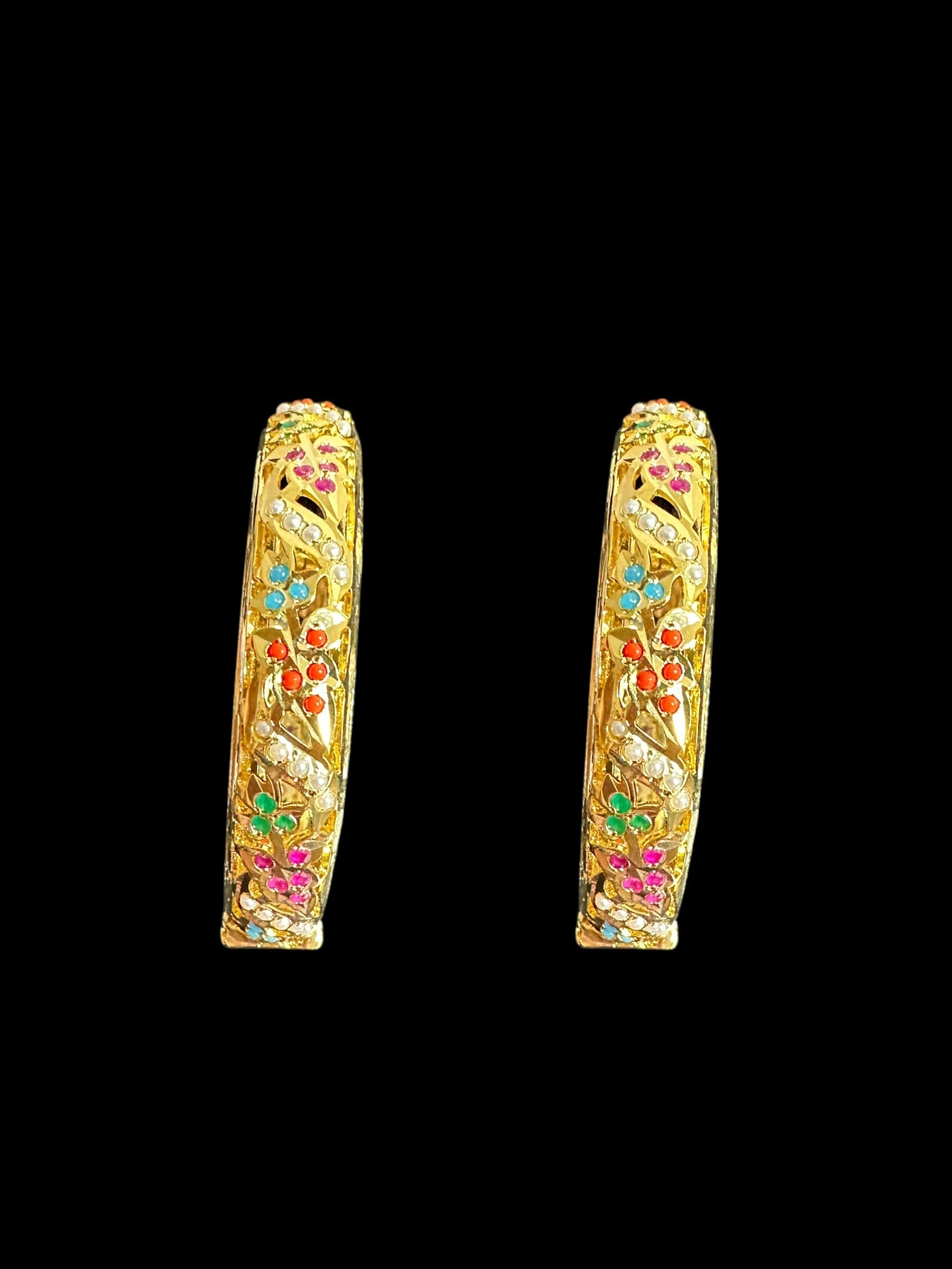 B310 Jadau  bangles ( Navratan   ) ( READY TO SHIP)