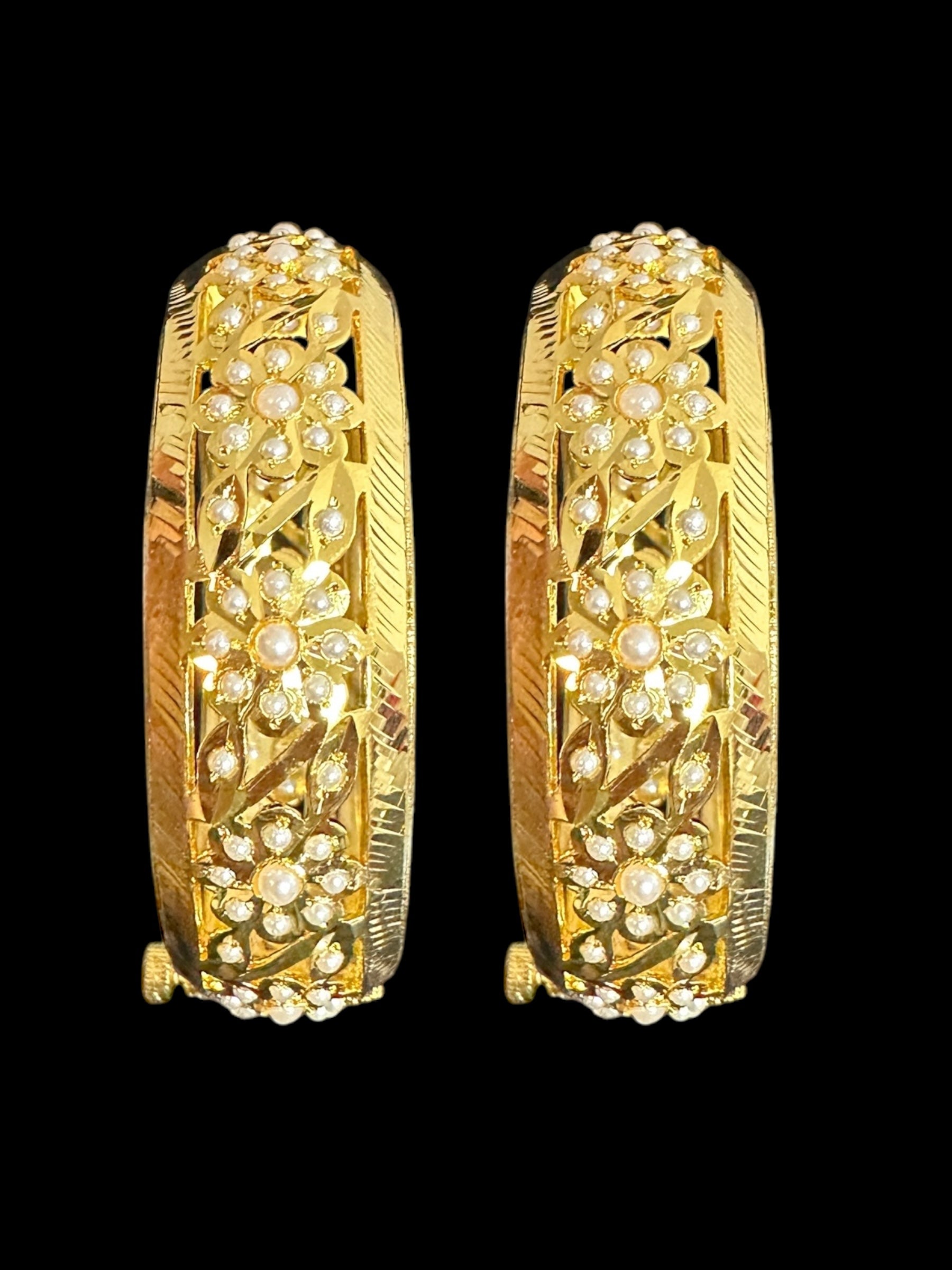 B319 Jadau  bangles ( pearl   ) ( READY TO SHIP)