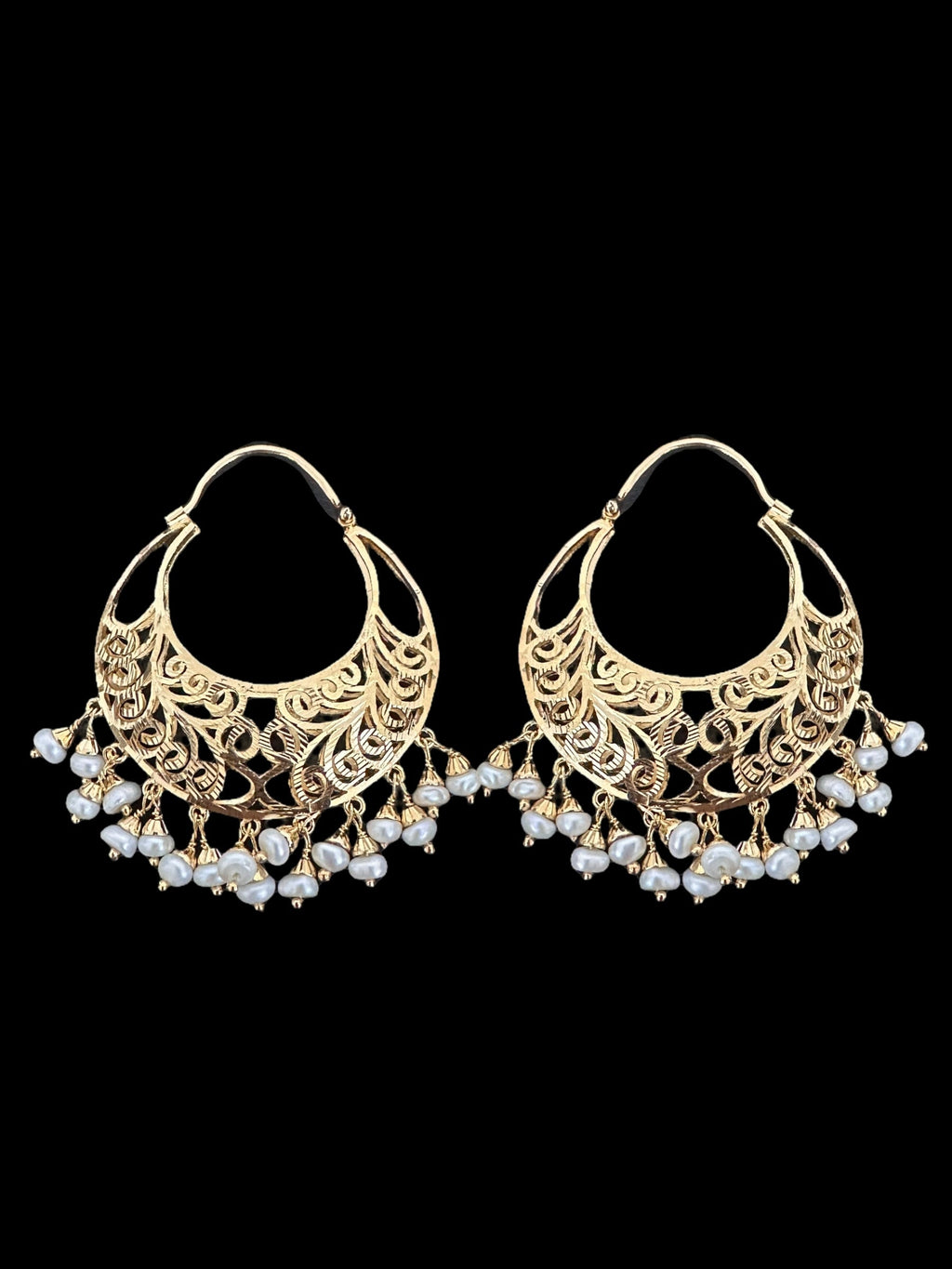 92.5 Silver Bali with fresh water pearls - Gold plated ( READY TO SHIP)