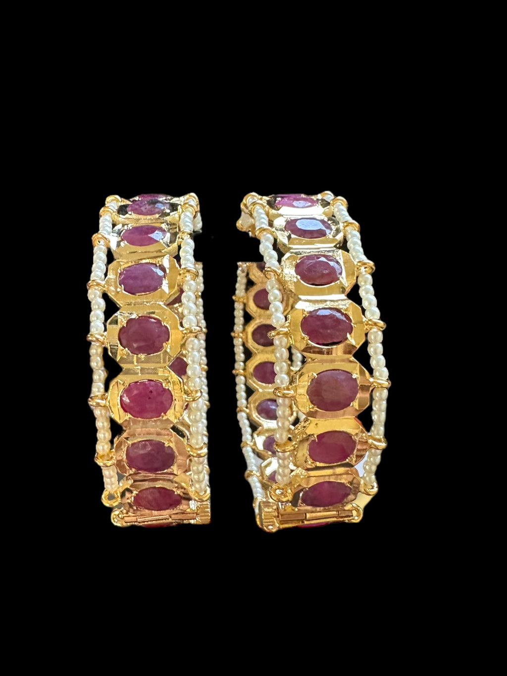 B156 Hyderabadi gold plated bangles in Ruby ( SHIPS IN 4 WEEKS )