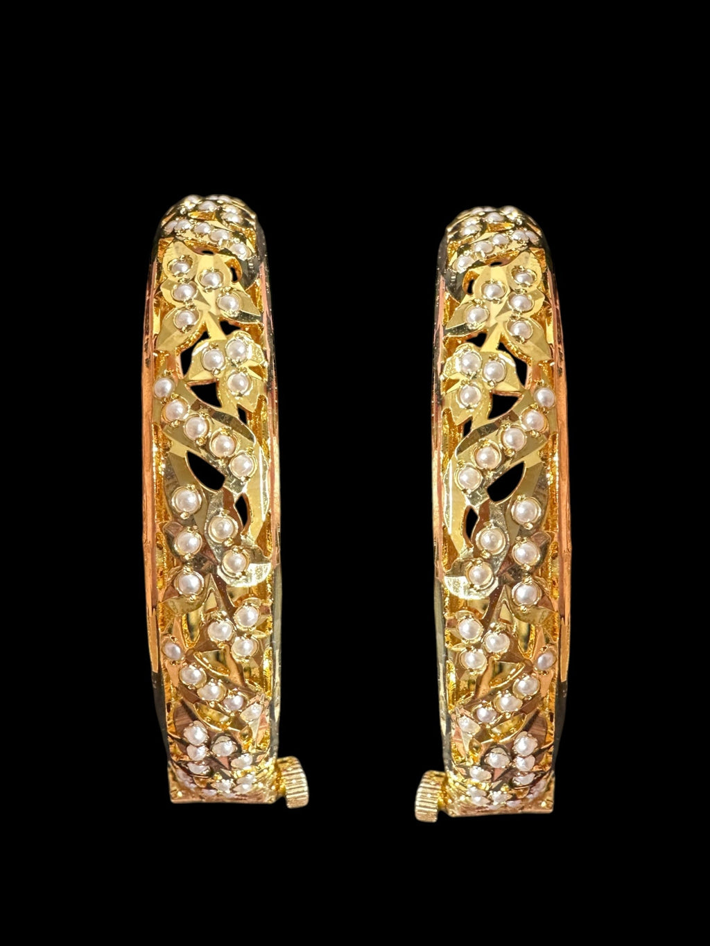 B308 Jadau  bangles ( pearls    ) ( READY TO SHIP)