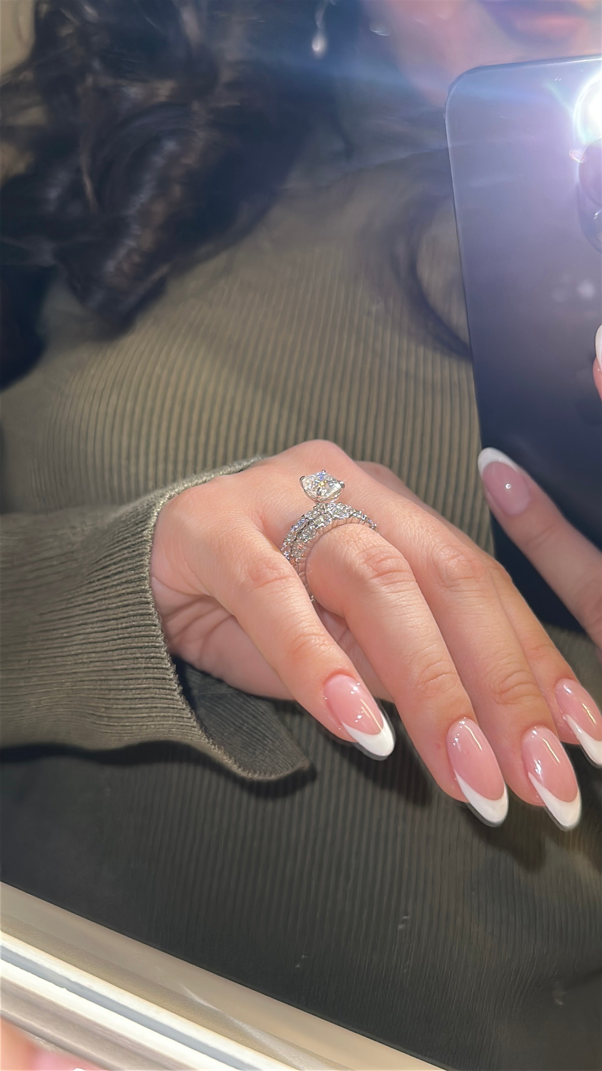 2.5ct Elongated Cushion Cut Eternity Engagement Ring