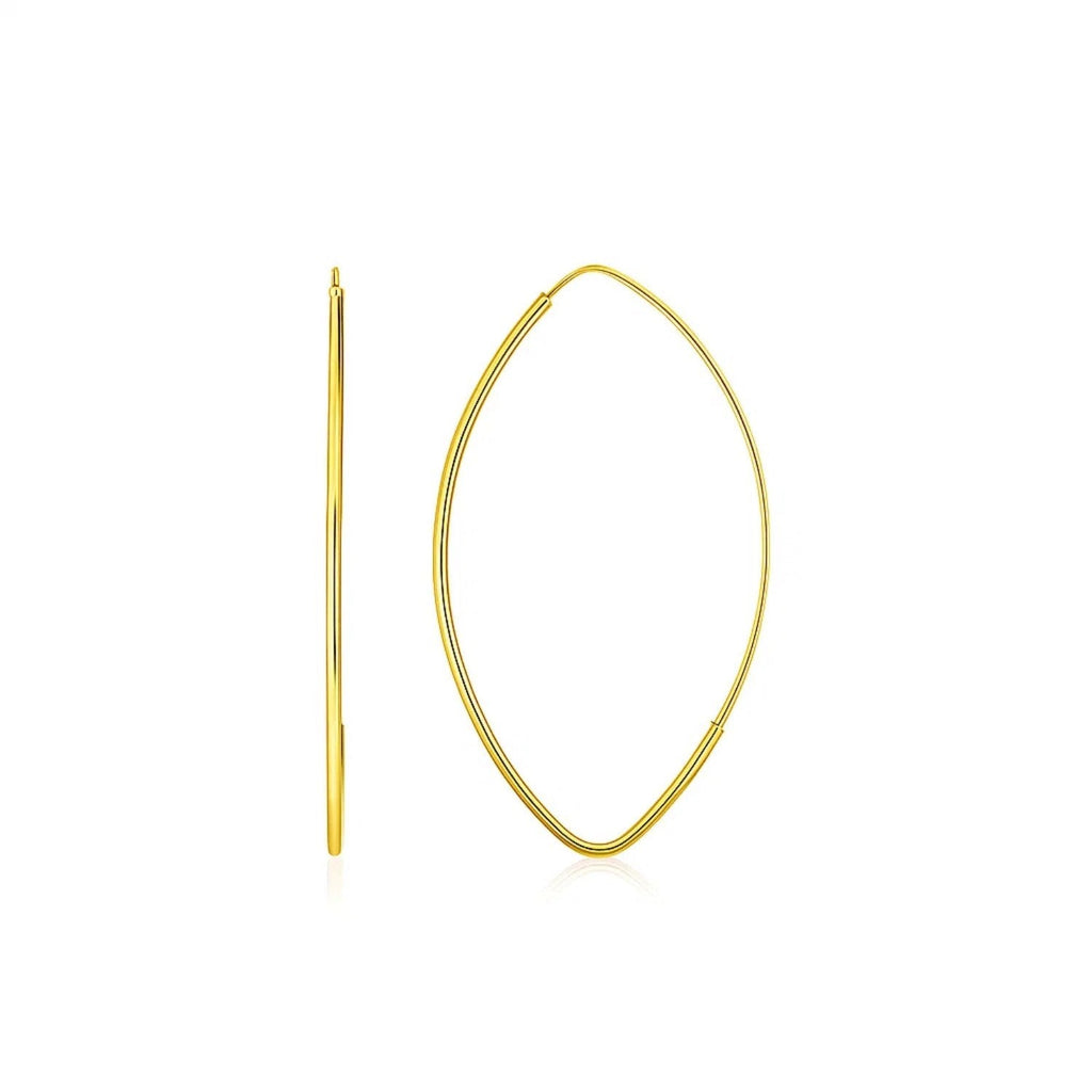 14k Yellow Gold Polished Long Marquise Motif Earrings