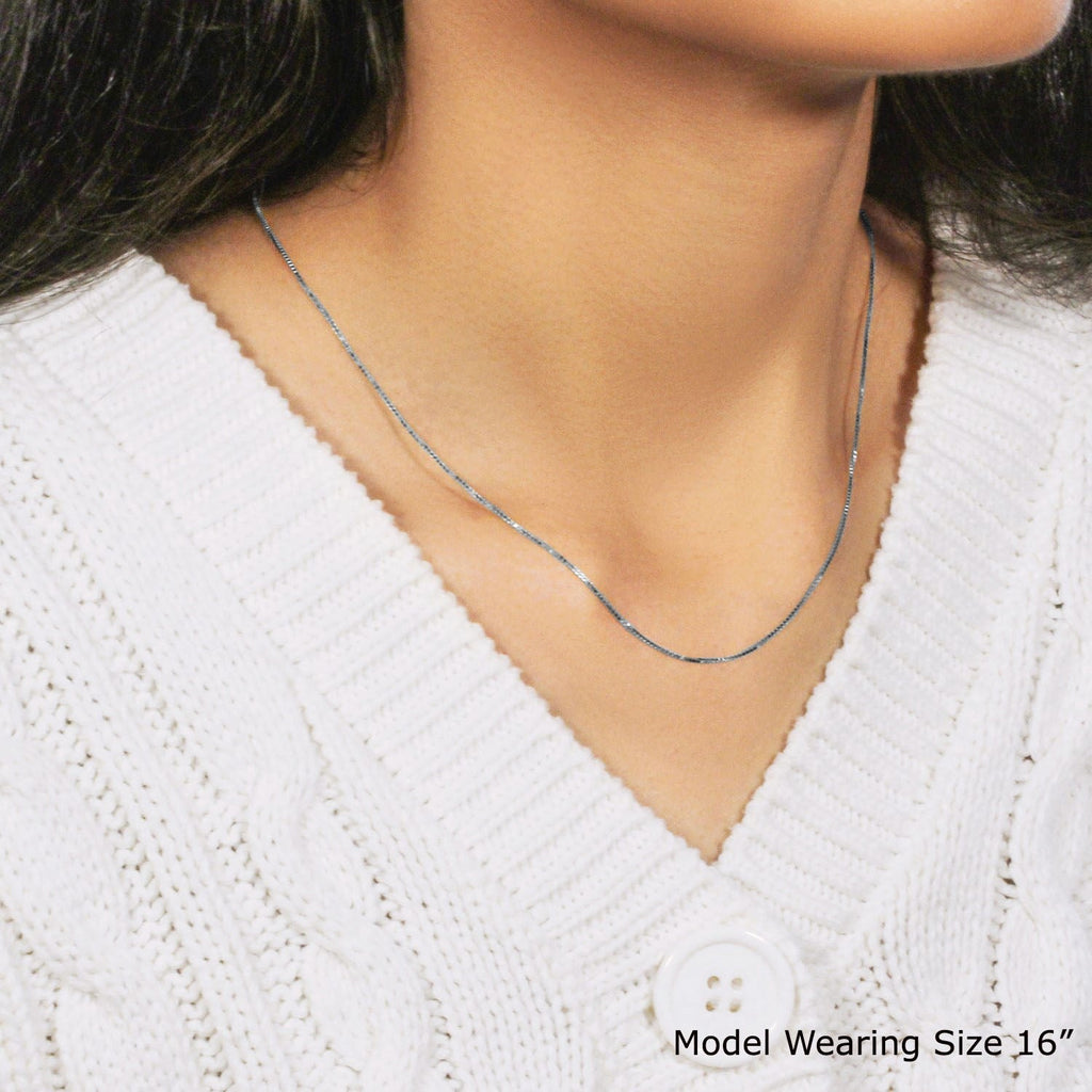 14k White Gold Classic Box Chain (0.68 mm)