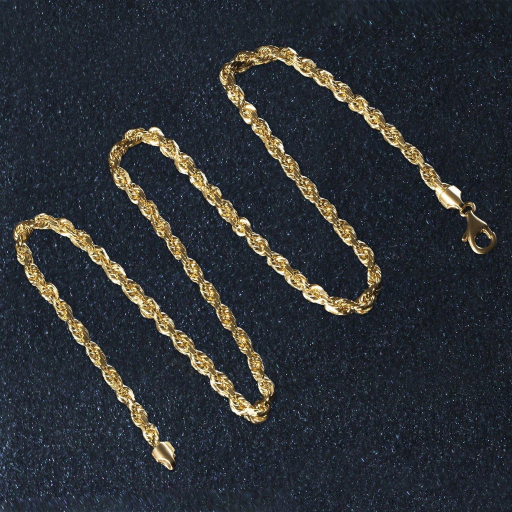 14k Yellow Gold Solid Diamond Cut Rope Chain (5.00 mm)