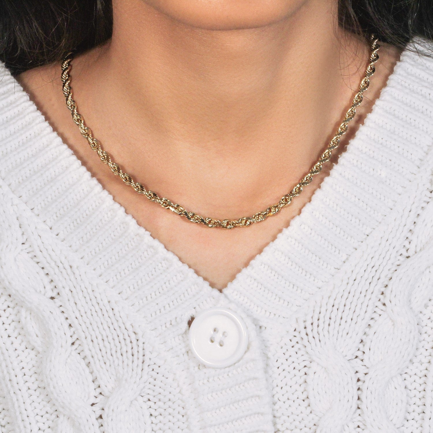 14k Yellow Gold Solid Diamond Cut Rope Chain (5.00 mm)