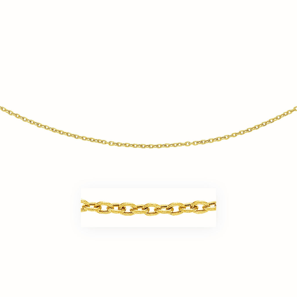 14k Yellow Gold Pendant Chain with Textured Links (3.3 mm)