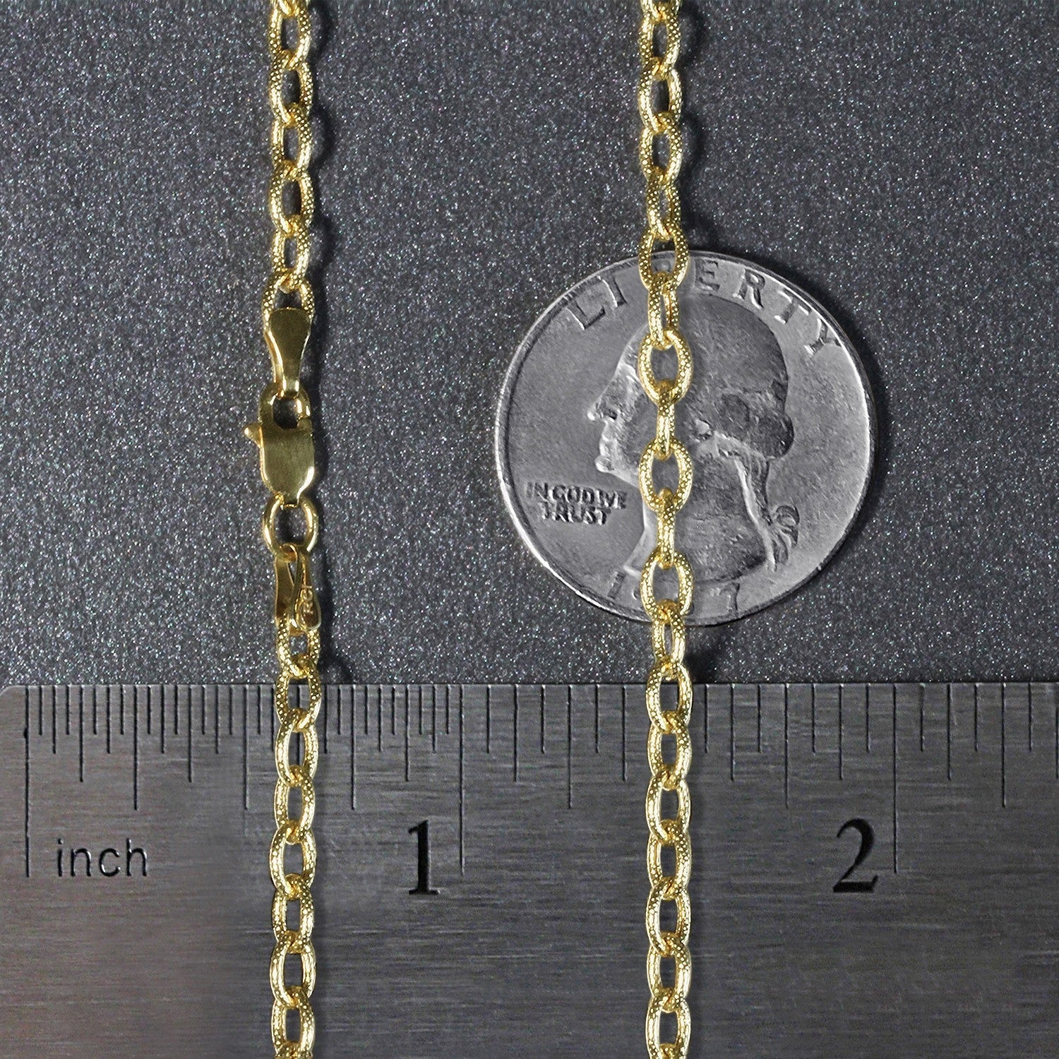 14k Yellow Gold Pendant Chain with Textured Links (3.3 mm)