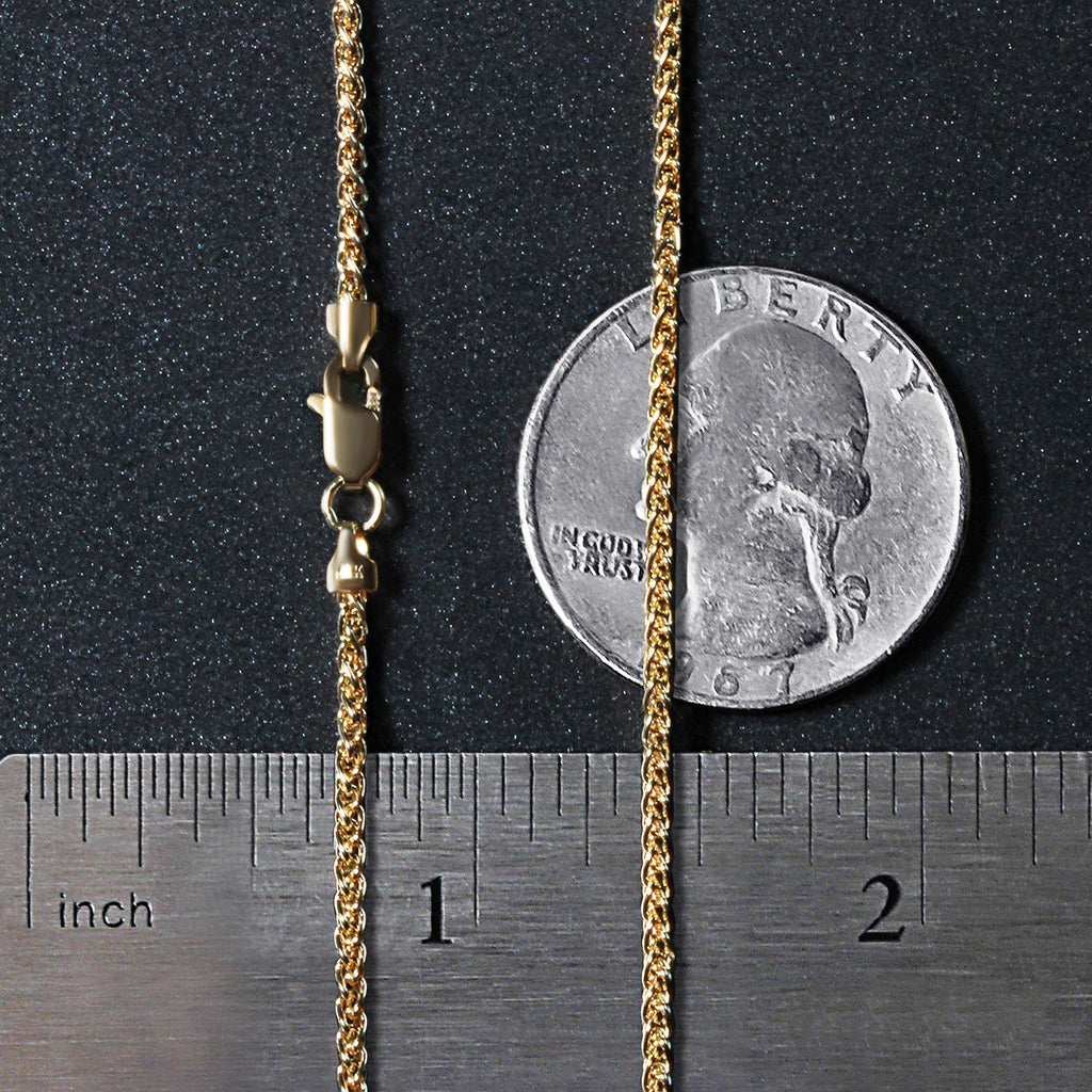 14k Yellow Gold Round Wheat Chain (1.5 mm)