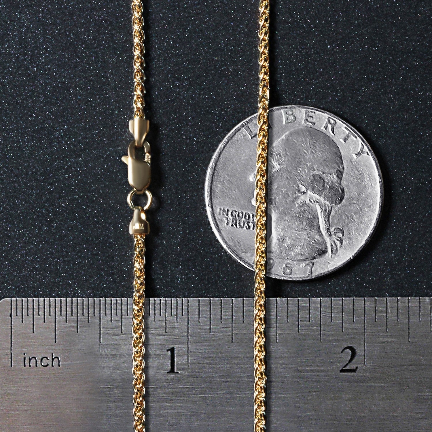 14k Yellow Gold Round Wheat Chain (1.5 mm)