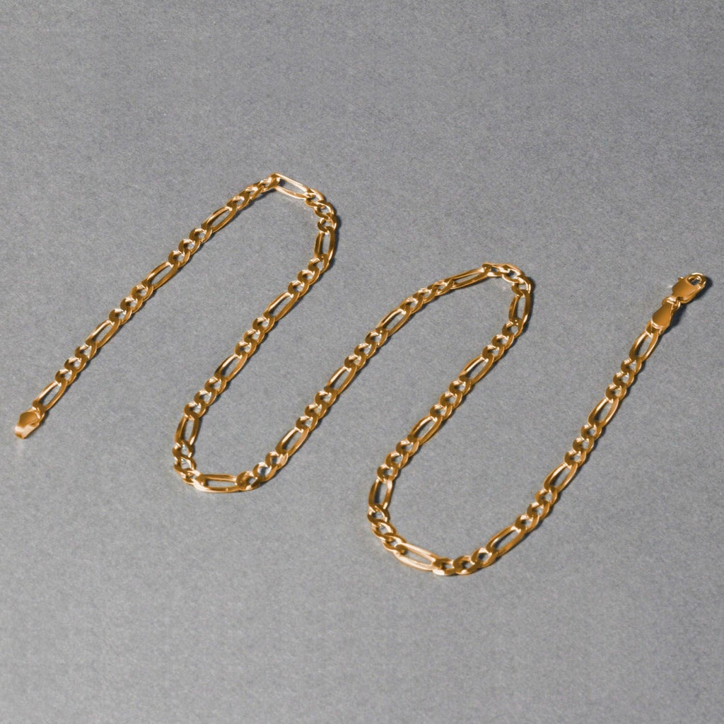 14k Yellow Gold Solid Figaro Chain (3.80 mm)