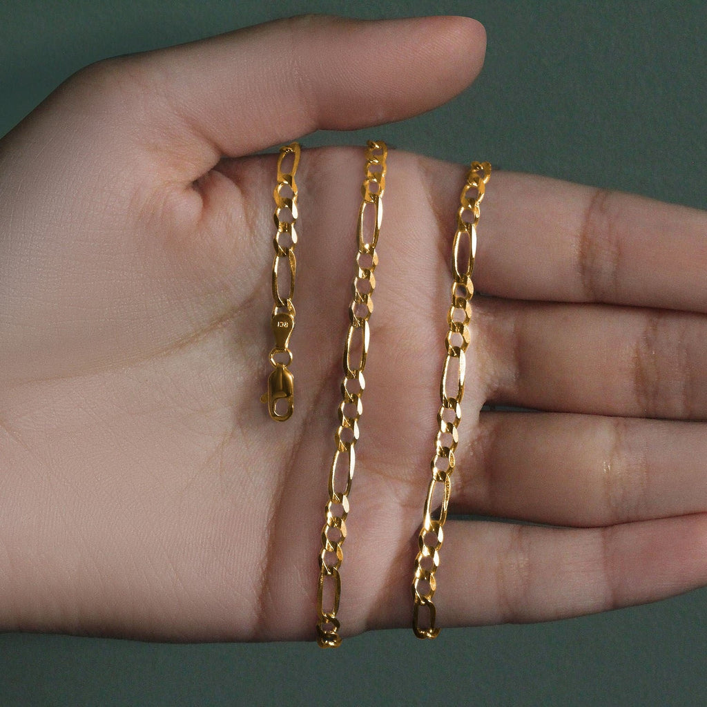 14k Yellow Gold Solid Figaro Chain (3.80 mm)