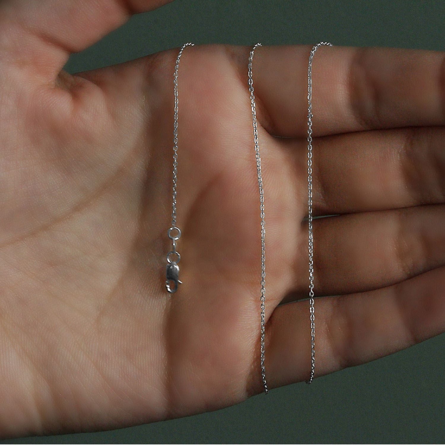 14k White Diamond Cut Cable Link Chain (0.87 mm)