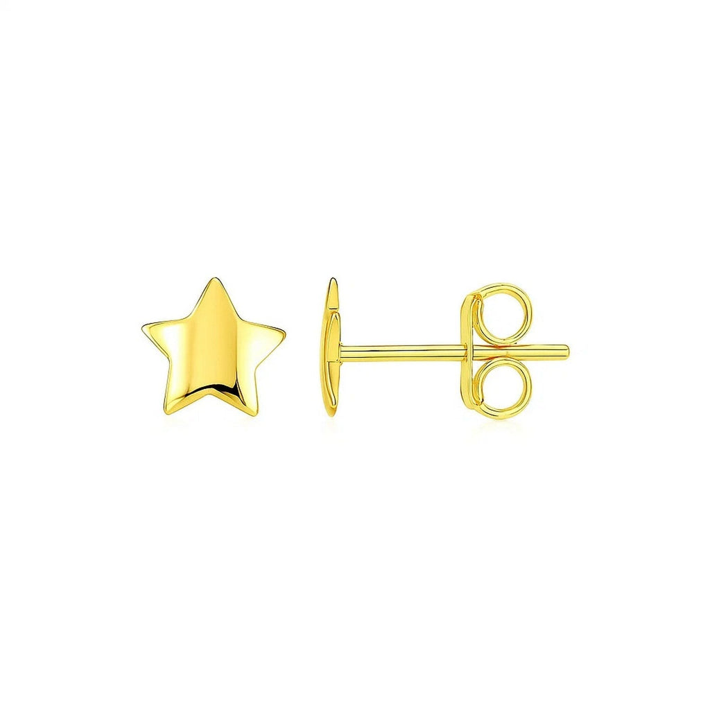 14k Yellow Gold Post Earrings with Stars(6.5mm)