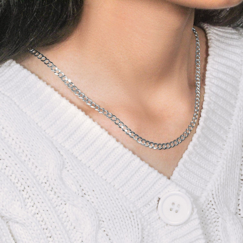 14k White Gold Solid Curb Chain (4.70 mm)