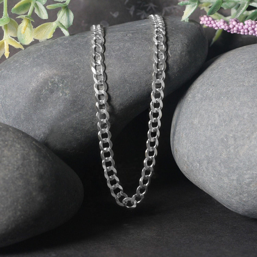 14k White Gold Solid Curb Chain (4.70 mm)