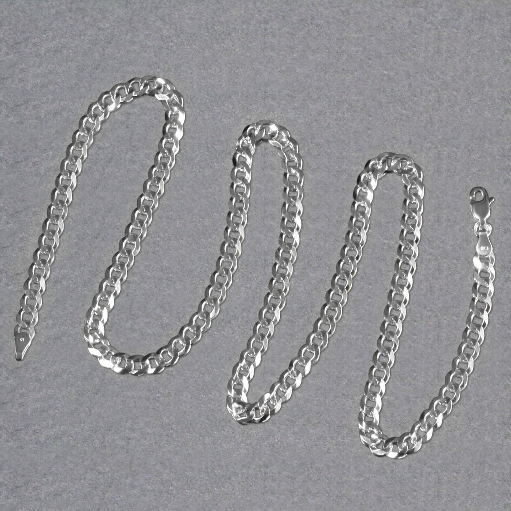 14k White Gold Solid Curb Chain (4.70 mm)