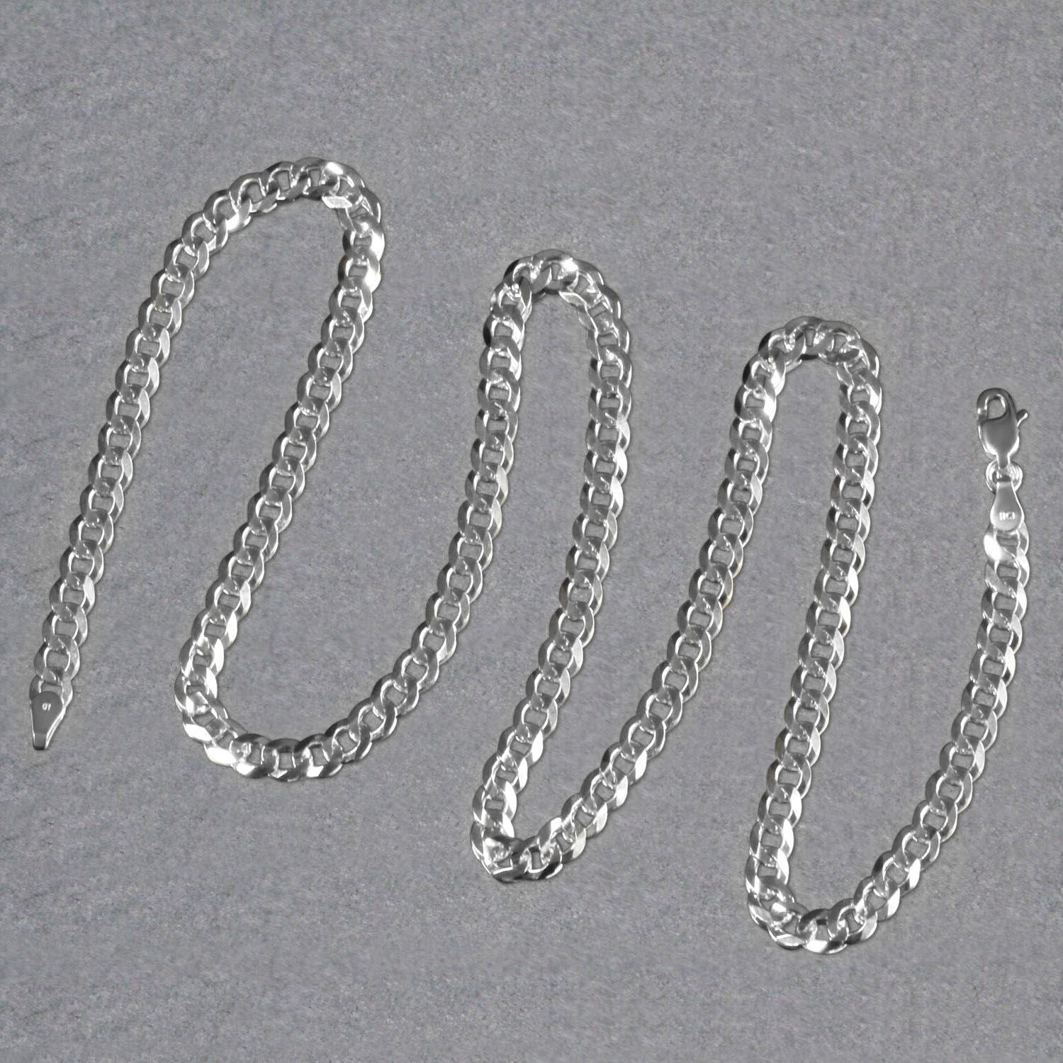 14k White Gold Solid Curb Chain (4.70 mm)