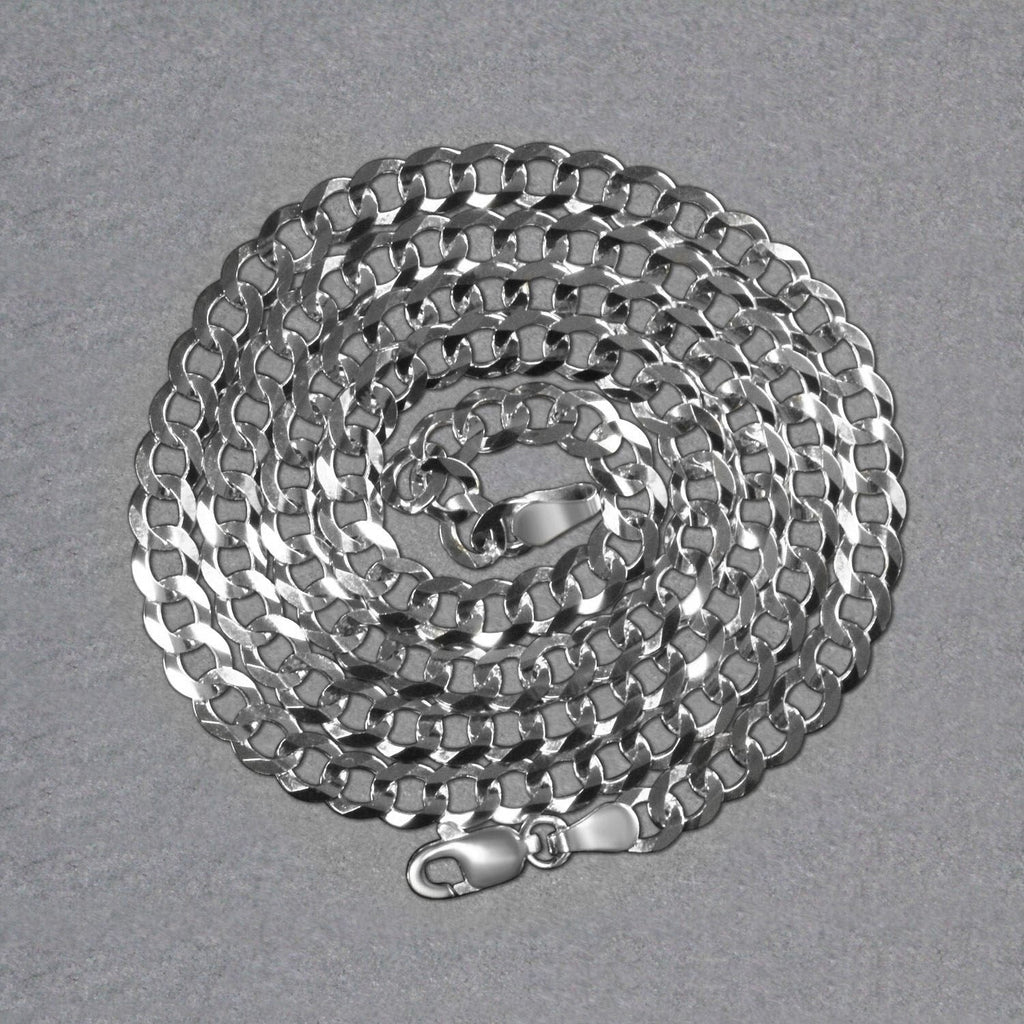 14k White Gold Solid Curb Chain (4.70 mm)