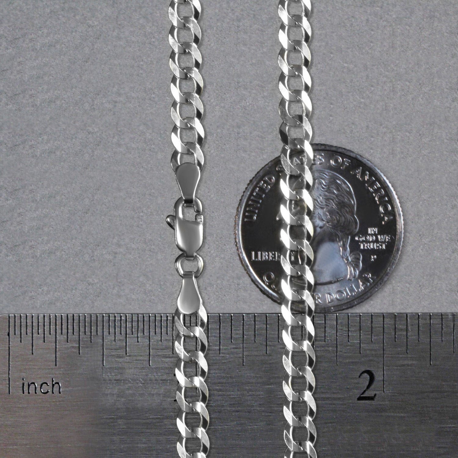 14k White Gold Solid Curb Chain (4.70 mm)