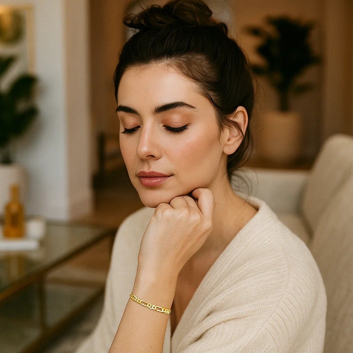 14k Yellow Gold Solid Figaro Bracelet (3.00 mm)