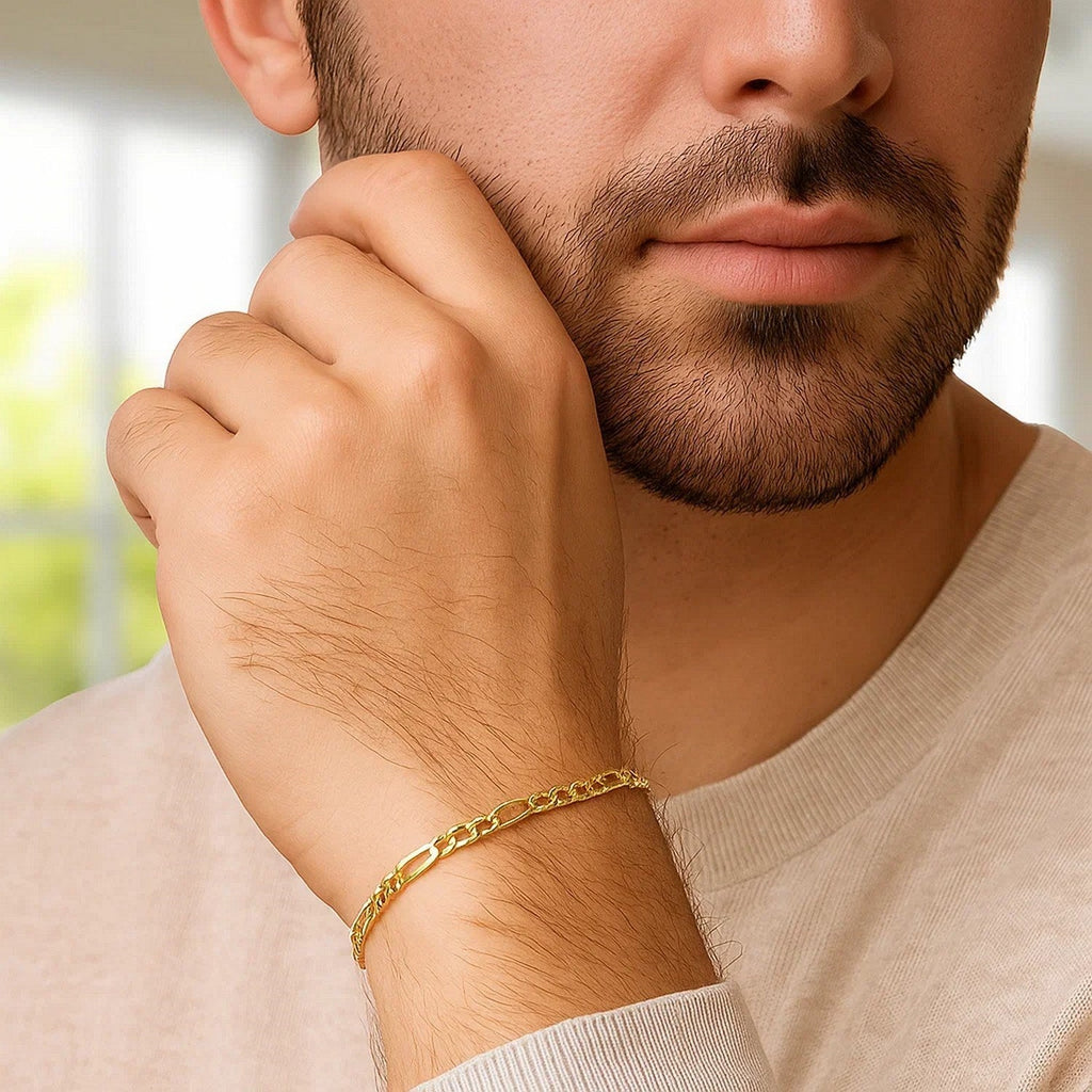 14k Yellow Gold Solid Figaro Bracelet (3.00 mm)