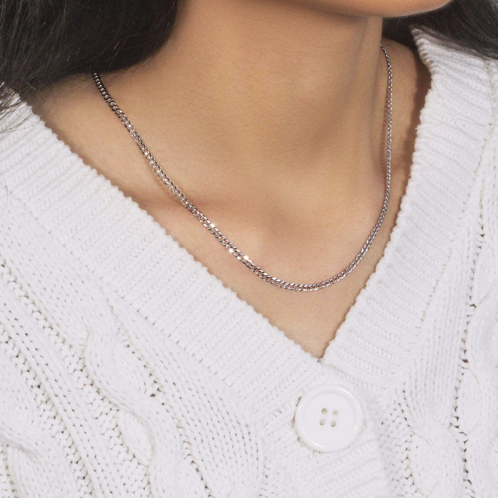 14k White Gold Solid Curb Chain (2.60 mm)