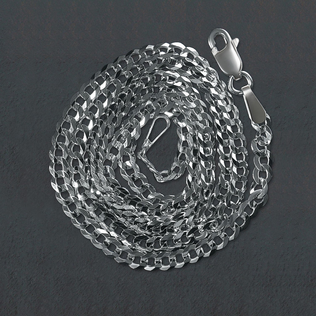 14k White Gold Solid Curb Chain (2.60 mm)