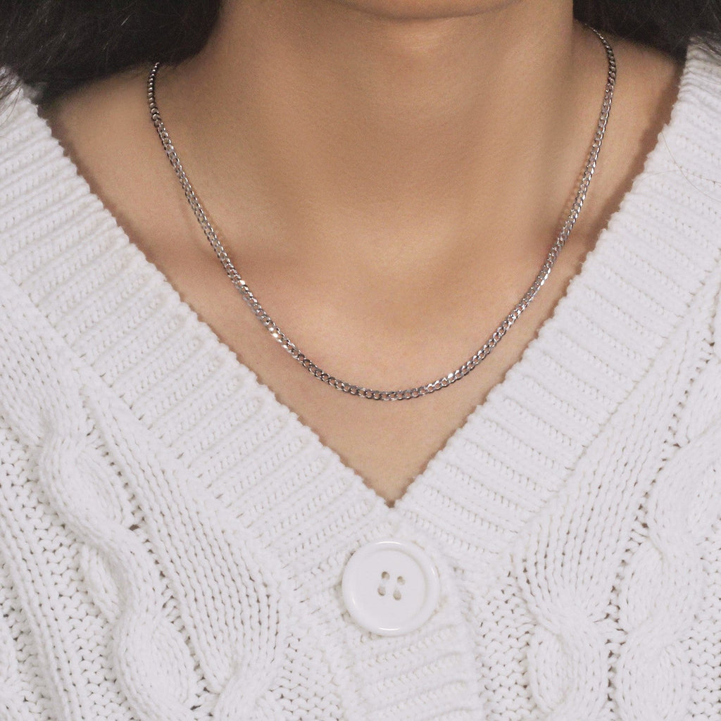 14k White Gold Solid Curb Chain (2.60 mm)