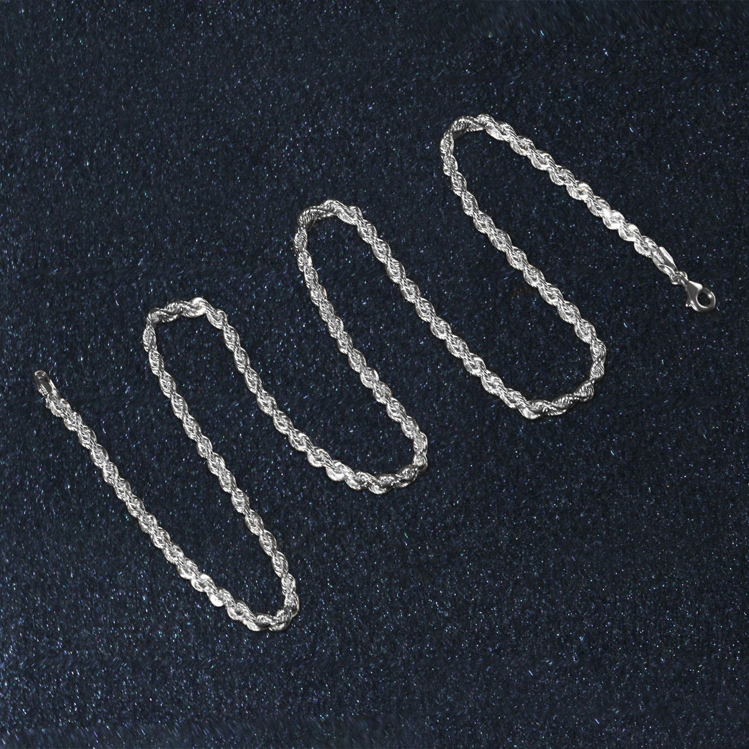 14k White Gold Solid Diamond Cut Rope Chain (3.00 mm)