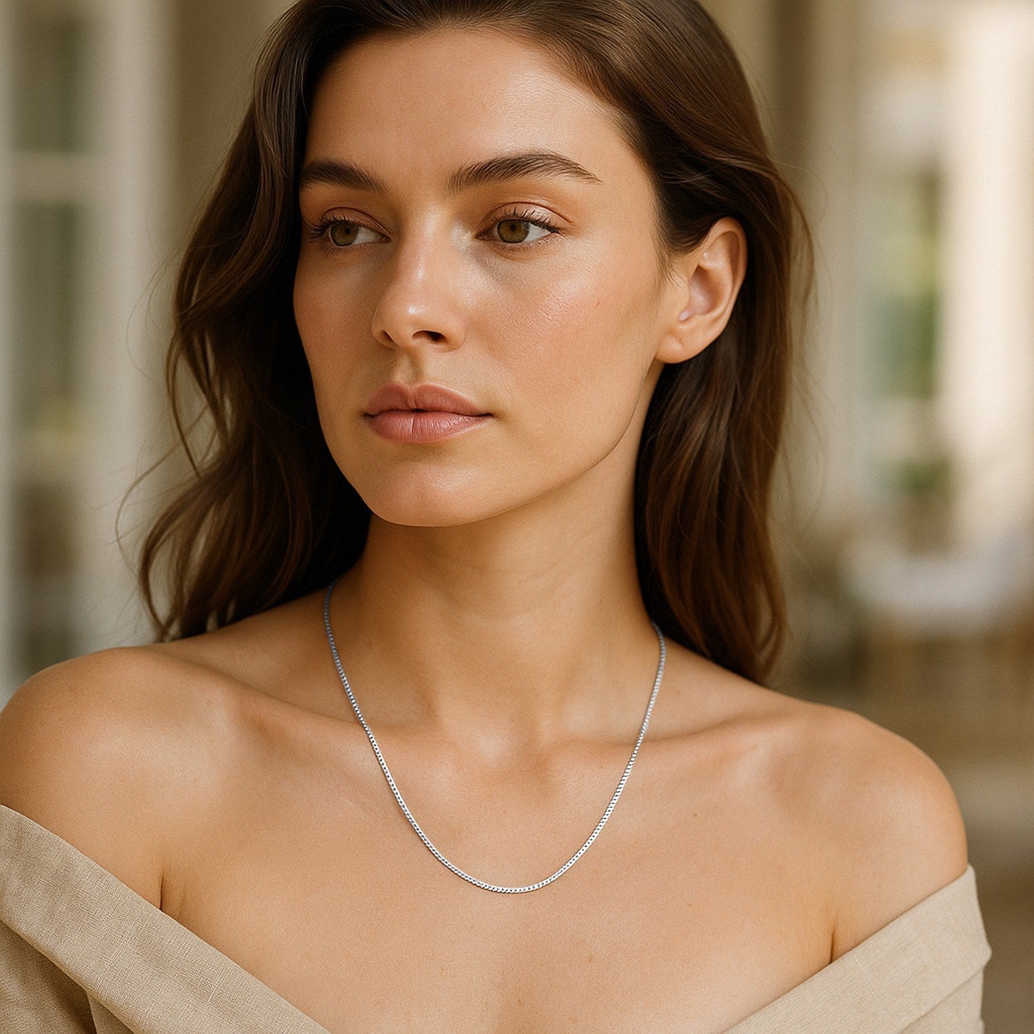 14k White Gold Classic Box Chain (0.60 mm)