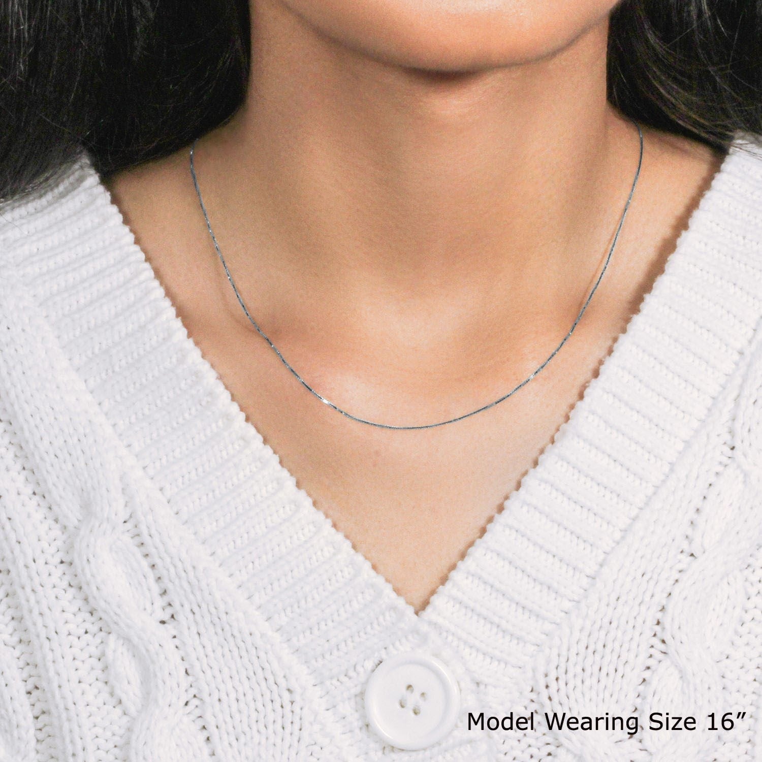 14k White Gold Classic Box Chain (0.60 mm)